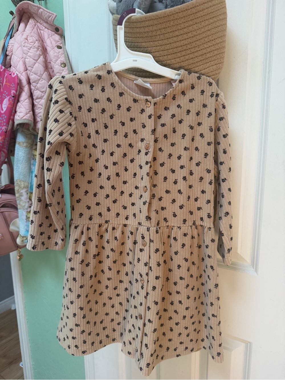 Zara Beige Dress with Black Floral Print